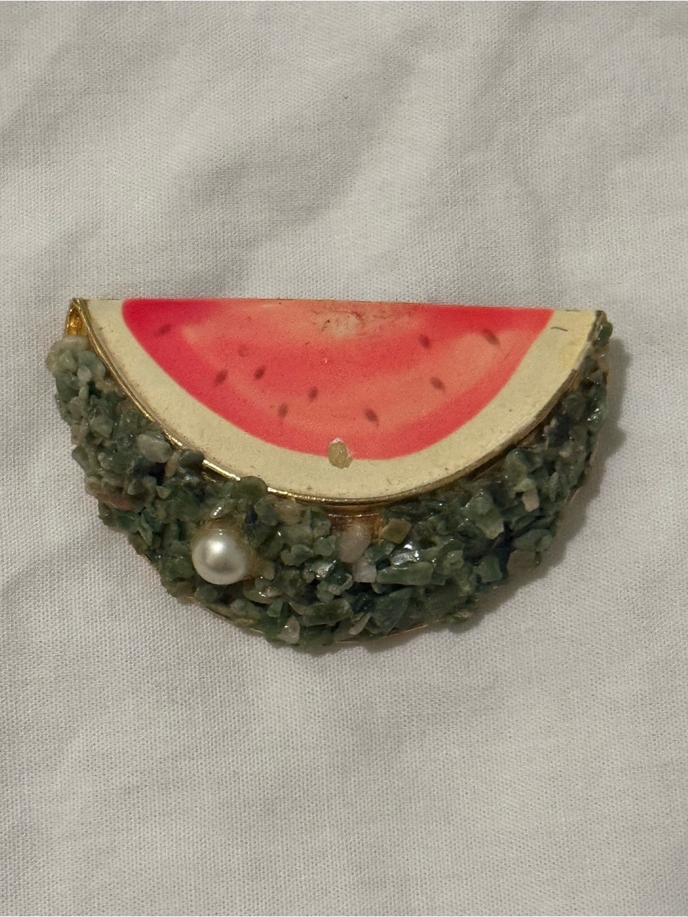 Vintage BSK Watermelon Slice Statement Brooch